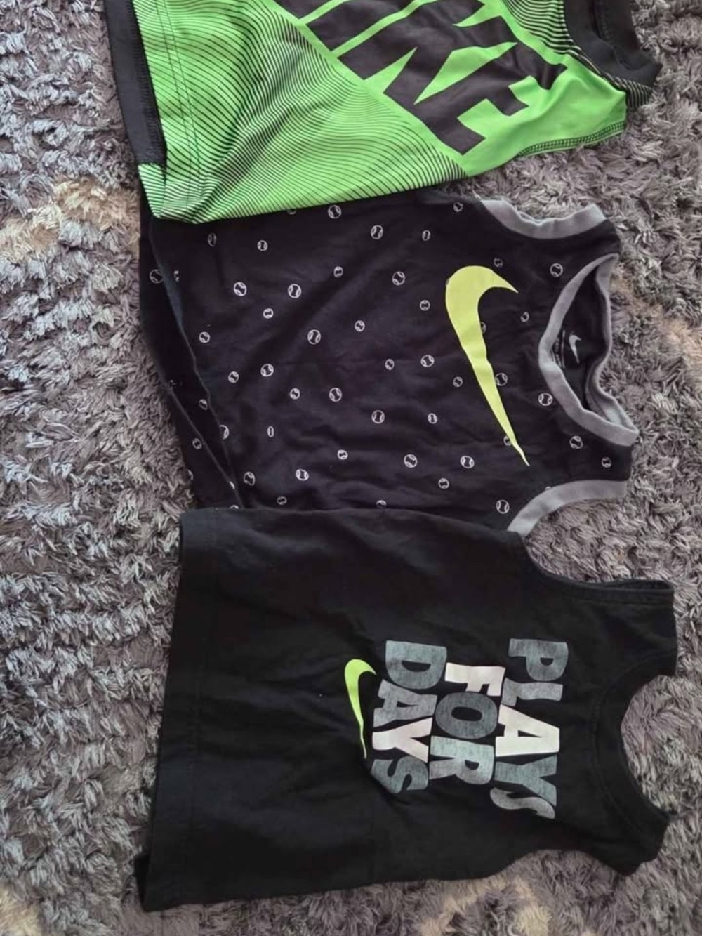 Nike Black Tank Tops with Neon Green Accents - Kids 3-Pack